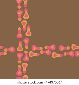 Seamless  cross pattern with  incandescent lamps , doodles. Hand drawn.