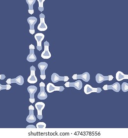 Seamless  cross pattern with  incandescent lamps , doodles. Hand drawn.