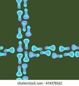 Seamless  cross pattern with  incandescent lamps , doodles. Hand drawn.