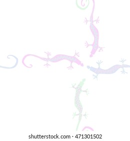 Seamless  cross  pattern with lizards, reptile, zigzag, object, ellipses,  copy space . Hand drawn.