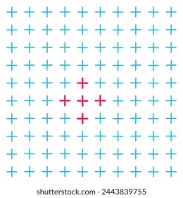 Seamless Cross Pattern Vector Design: Incorporating a Pink Cross in a White Background