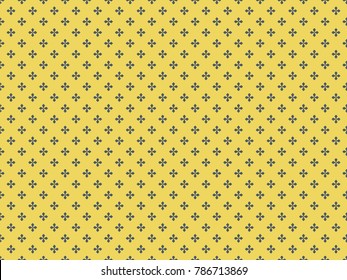 Seamless cross pattern vector. Plus icon blue on yellow background. Design print for textile, fashion, wallpaper, background.