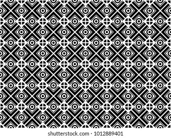 Seamless cross and round diagonal pattern vector. Design black on white Set 2. Design print for textile, wallpaper, fabric, background.