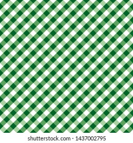 Seamless cross weave gingham check pattern, green and white, EPS includes pattern swatch that seamlessly fills any shape, for arts, crafts, fabrics, picnics, home decor, scrapbooks.