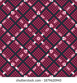 Nahtlose gekreuzte Punkte Linien geometrisches Muster, abstrakter minimaler Vektorhintergrund mit Kreuzstreifen, ausgekleidetes Design für Tapeten oder Textilien.