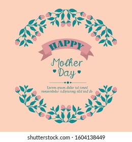 Seamless crowd of leaf and rose flower frame, for happy mother day poster template concept. Vector