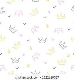 Seamless crown pattern on white background. Vector luxury illustration.