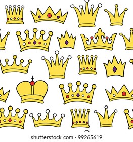 Seamless crown pattern on white background. Vector illustration