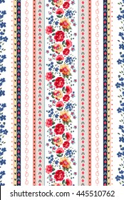 Seamless Cuban Floral Border Pattern In Vector