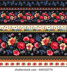 Seamless Cuban Floral Border Pattern In Vector