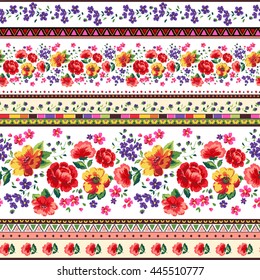 Seamless Cuban Floral Border Pattern In Vector