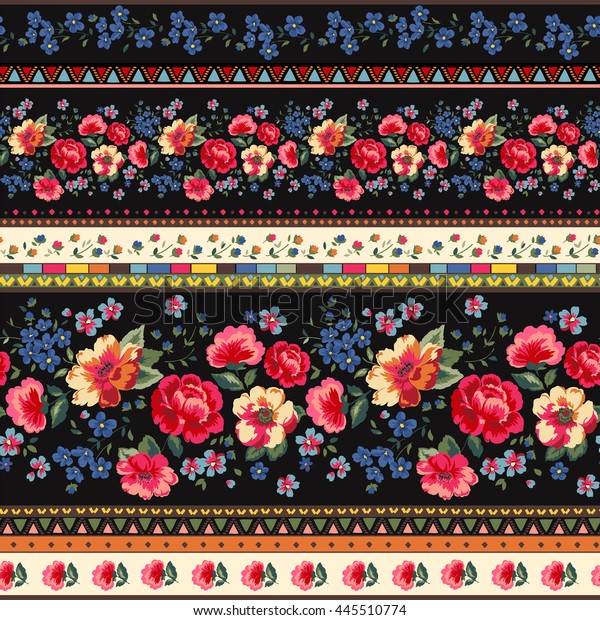 Seamless Cuban Floral Border Pattern Vector Stock Vector (Royalty Free ...