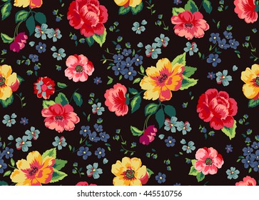 Seamless Cuban Floral Pattern In Vector