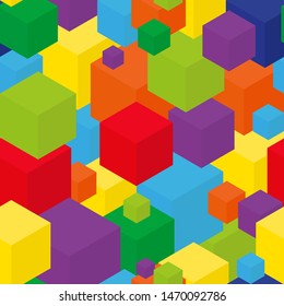 Seamless cube background. Color box isometric seamless pattern