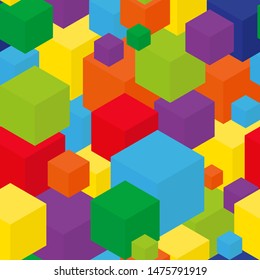 Seamless cube background. Color box isometric seamless pattern