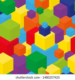 Seamless cube background. Color box isometric seamless pattern
