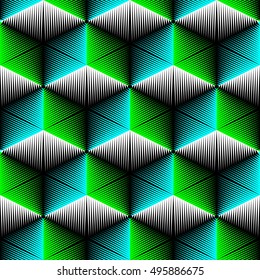 Seamless Cube Pattern. Abstract Minimalistic Wrapping Background. Vector Regular Geometric Texture. 3d Psychedelic Design