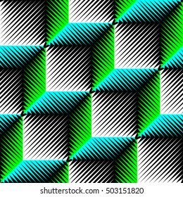 Seamless Cube Pattern. Abstract Wrapping Background. Vector Regular Geometric Texture. 3d Psychedelic Design. Minimal Line Design