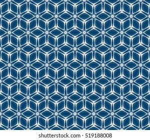 Seamless cube pattern. Geometric fashion design. Vector illustration. For wallpaper, invitation. Blue color