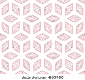 Seamless cubes with ornament. Abstract vector illustration. red gradient color.
