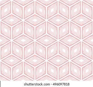 Seamless cubes with ornament. Abstract vector illustration. red gradient color.