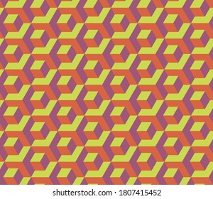 Seamless Cubes Pattern. Abstract Futuristic Wrapping Background. Vector Regular 3d Texture. Modern Graphic Design
