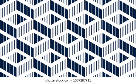 Seamless cubes vector background, lined boxes repeating tile pattern, 3D architecture and construction, geometric design.