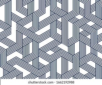 Seamless cubes vector background, lined boxes repeating tile pattern, 3D architecture and construction, geometric design.