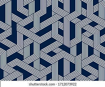 Seamless cubes vector background, lined boxes repeating tile pattern, 3D architecture and construction, geometric design.