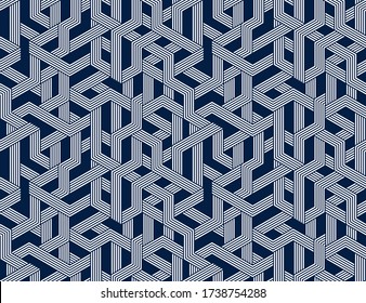 Seamless cubes vector background, lined boxes repeating tile pattern, 3D architecture and construction, geometric design.