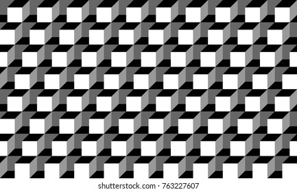 Seamless cubic geometric gray white black no lines pattern vector illustration