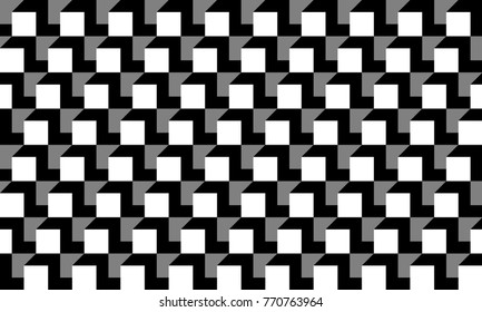 Seamless cubic geometric gray white black no lines pattern vector illustration. 