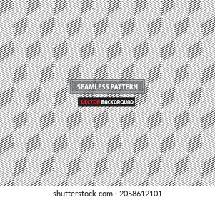 Seamless cubic geometric line pattern Background