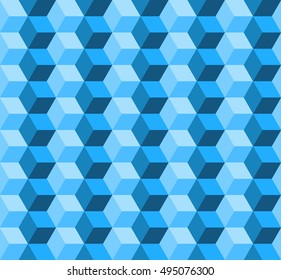 seamless cubic pattern with monochrome.blue shade.optical illusion