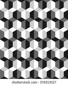 seamless cubic pattern with monochrome.hexagon textures.optical art