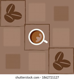 Seamless a cup of coffee pattern for wallpaper, menu, background, textile. Vector illustration