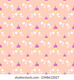 Seamless cupcake cartoon pattern for wallpaper, fabric, clothing,backdrop,texture, wrapping paper, notebook cover ,curtain,pillow case and stationary.