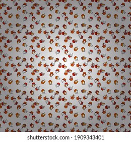 Seamless cupcake, fairy cake. Cute birthday pattern on red, orange and white. For food poster design. Vector.