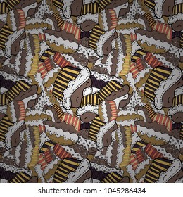 Seamless with cupcake on white, brown and black Background. For food poster design. Wrapping paper. Vector illustration.