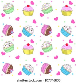 seamless cupcake pattern background