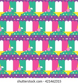 Seamless Cupcake Pattern, Candy Vector