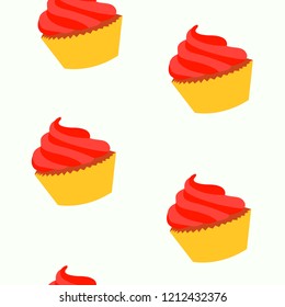 Seamless Cupcake pattern or tile texture on white background, Cute digital paper, cookies images