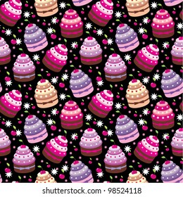 Seamless cupcake pattern. vector
