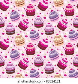 Seamless Cupcake Pattern. Vector