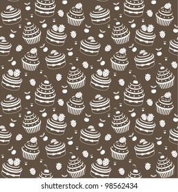 Seamless cupcake pattern. vector