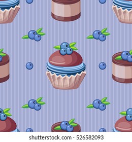 Seamless cupcake vector pattern