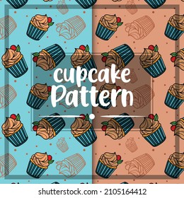 cupcakes sin soldadura con cerezo en el patrón superior 