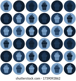 Seamless cupcakes pattern. Bright cupcakes print for wallpapers, covers, wrapping paper,  menu, web. 