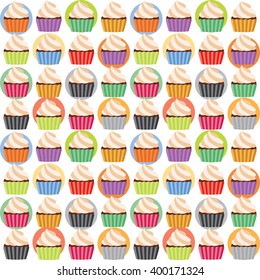 Seamless Cupcakes Sweet Pattern Background