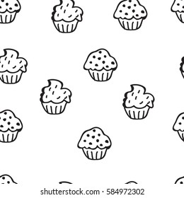 seamless cupcakes vector background